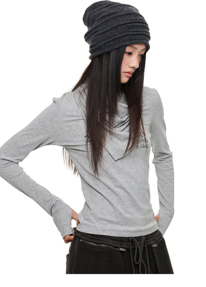 SCARF STACKED U NECK TEE