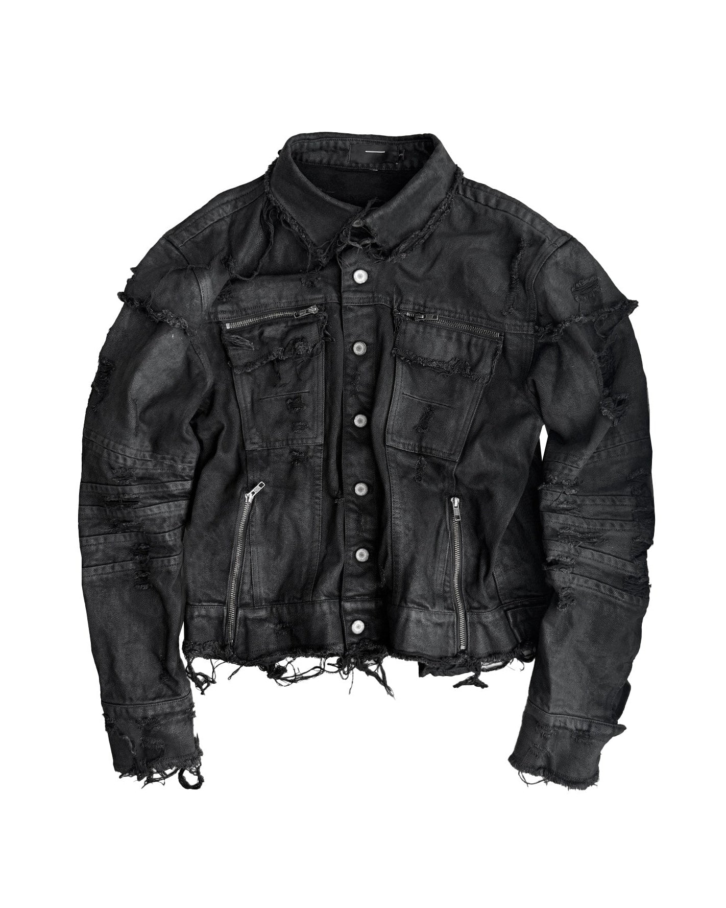 WAXED EROSION DENIM JACKET
