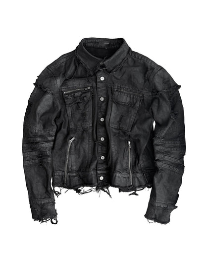 WAXED EROSION DENIM JACKET