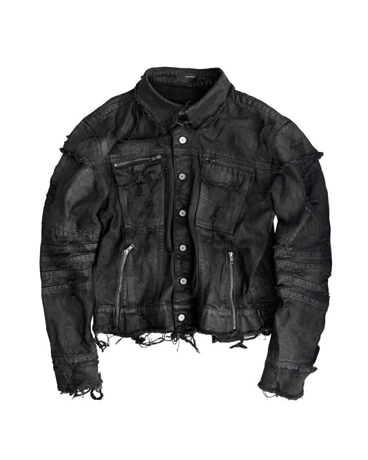 WAXED EROSION DENIM JACKET