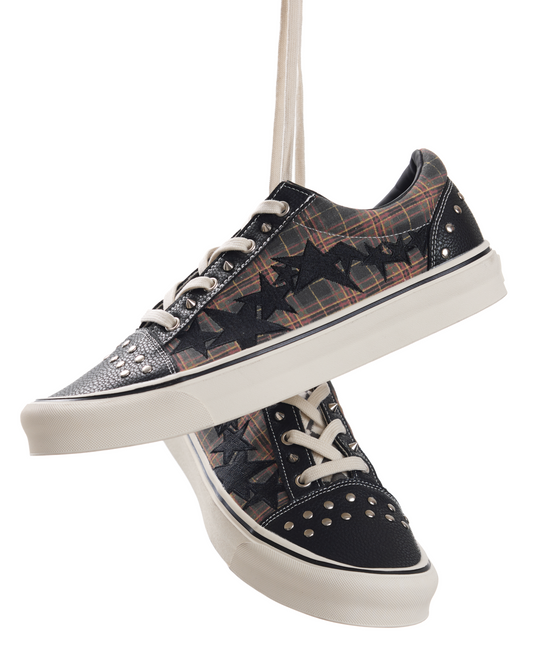 UNDERGROUND STUDDED PLAID SNEAKERS