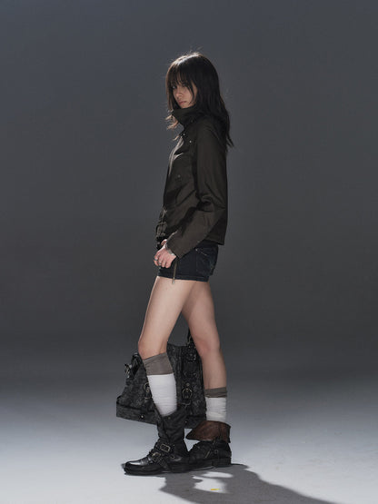 DARK METAL HARDWARE SLIM ZIP JACKET