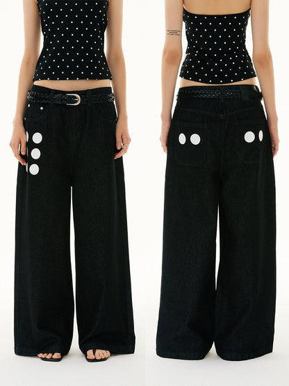 LOOSE DOT PRINT JEANS