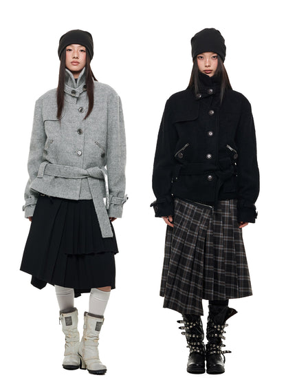 HEAVY WOOL HIGH COLLAR JACKET