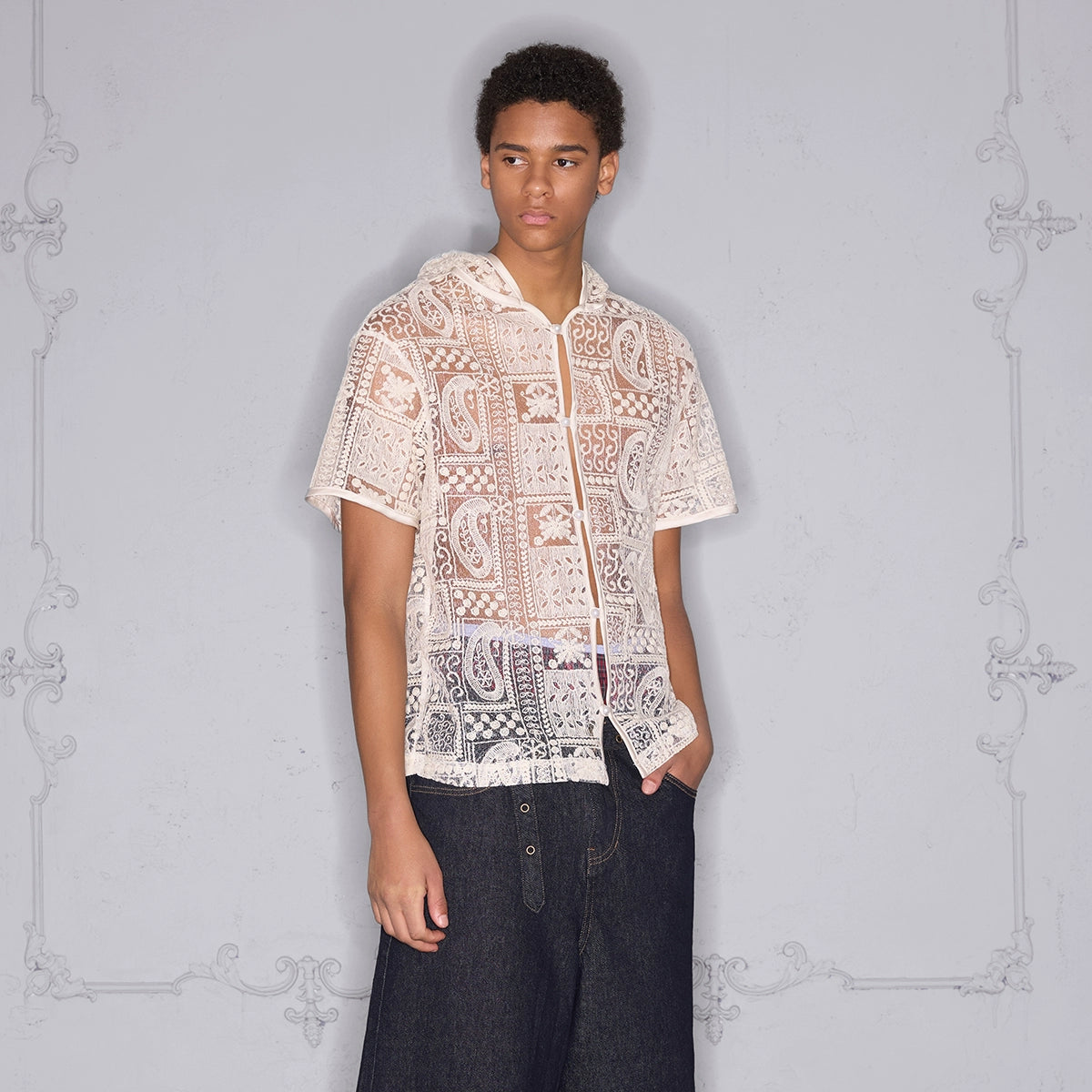 JACQUARD HOODED SUMMER SHIRT