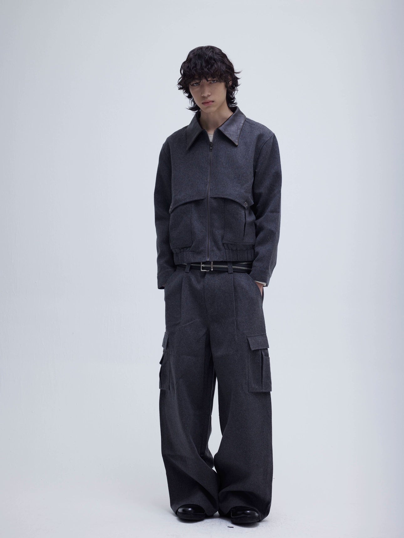 PATCHWORK WOOLEN SHORT JACKET