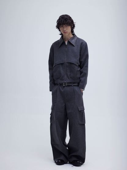 PATCHWORK WOOLEN SHORT JACKET