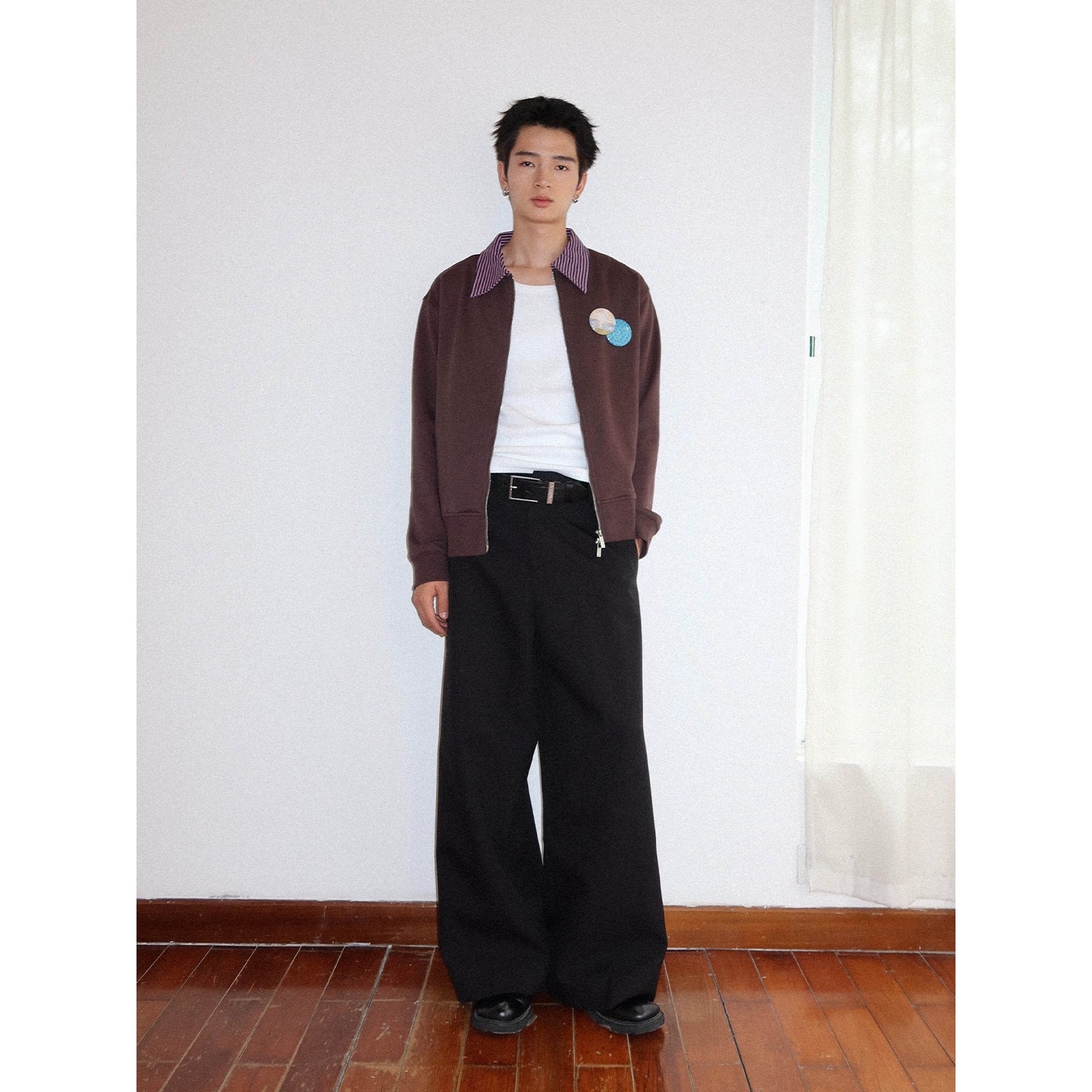 PATCHWORK STRIPED LOOSE JACKET