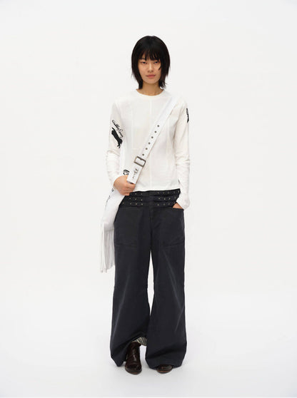 STUDDED WIDE LEG CARGO PANTS