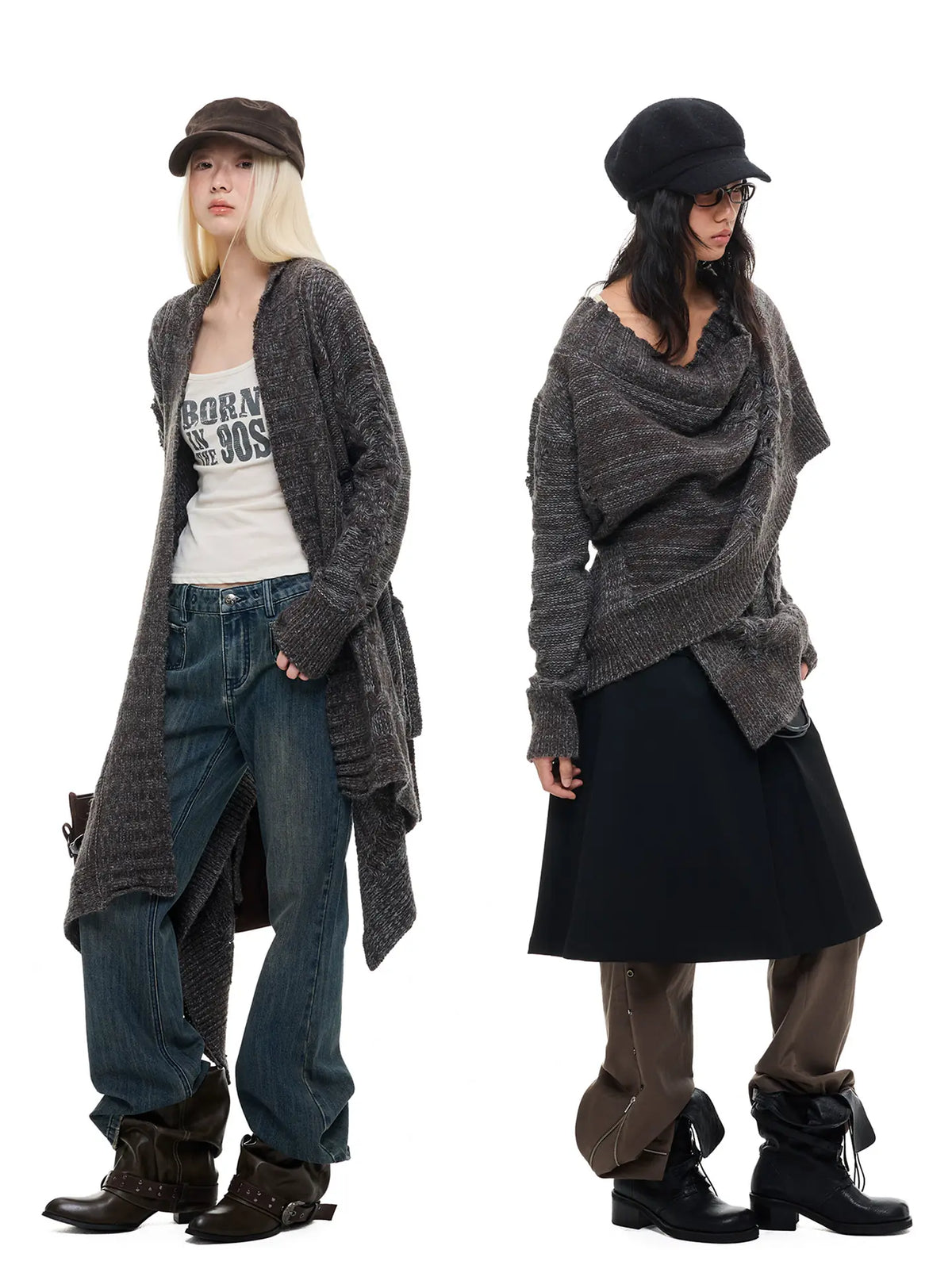 ASH DECONSTRUCTED LONG KNIT CARDIGAN