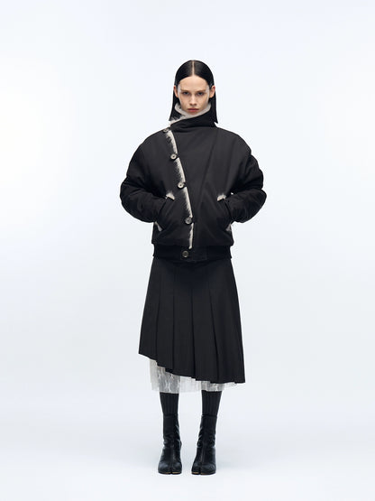 PADDED MINK WOOL BOMBER JACKET