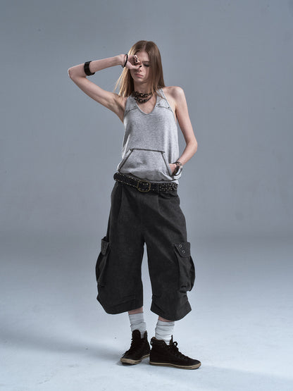 RIVET DETAIL WIDE LEG SHORTS