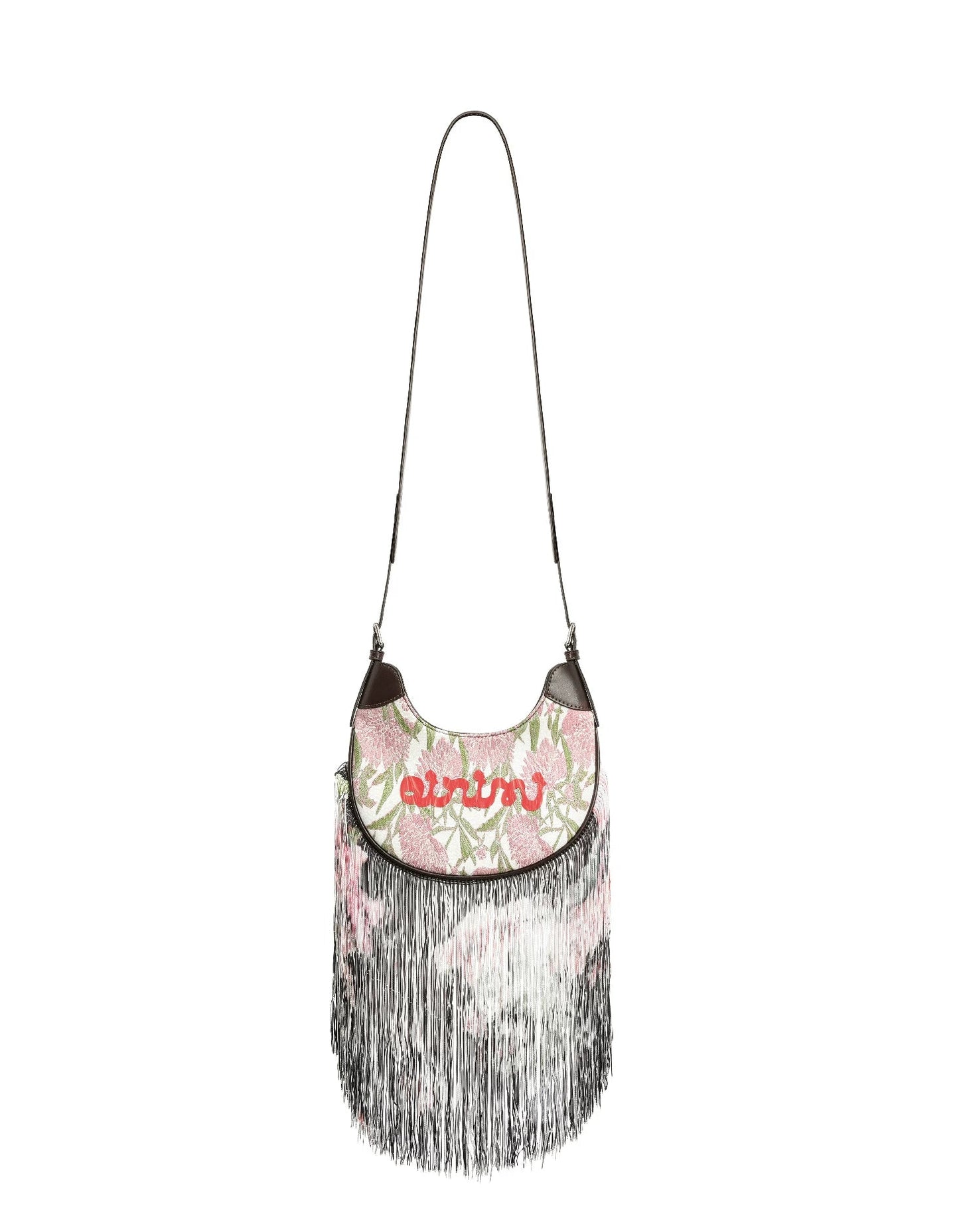 JACQUARD TASSEL MINI SADDLE BAG