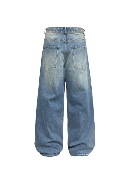 RIPPLE WASHED WIDE LEG JEANS