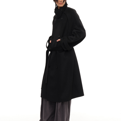 DOUBLE BREASTED RAGLAN WOOL COAT