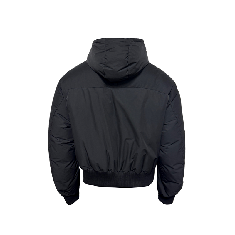 FLEECE GALL FABRIC CROPPED DOWN JACKET