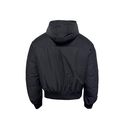 FLEECE GALL FABRIC CROPPED DOWN JACKET