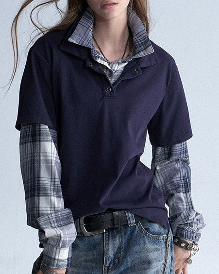 FAUX LAYERED VINTAGE LONG SLEEVE