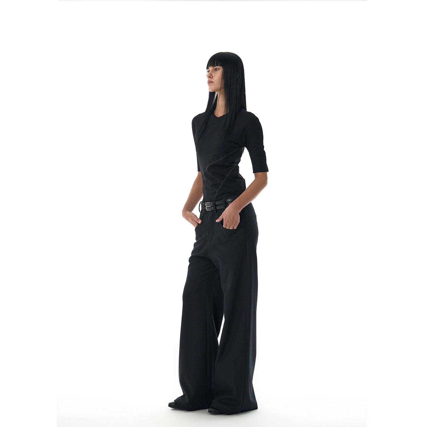 TENCEL A LINE FLARED TROUSERS