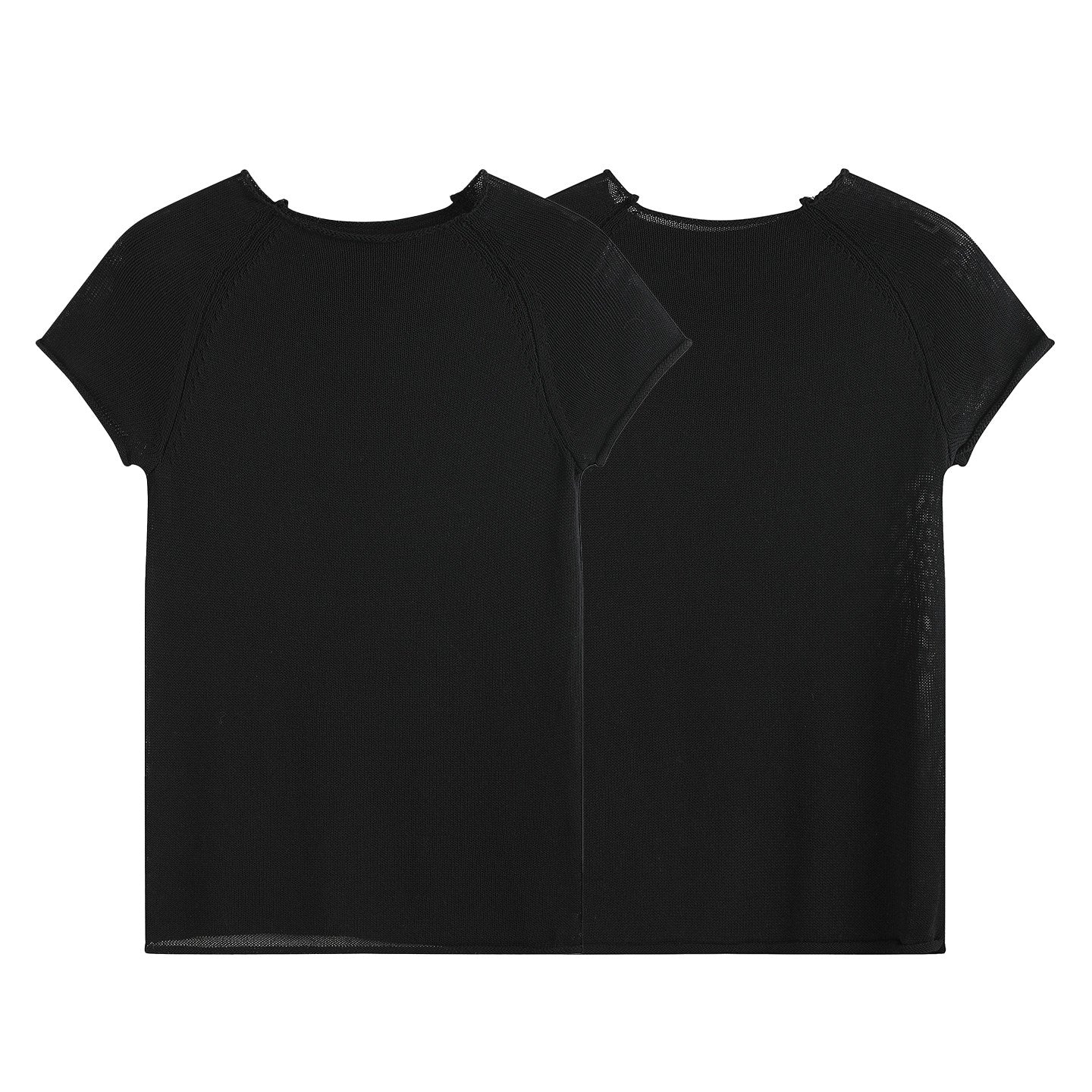 BLACK LINEN ROLLED EDGE TEE