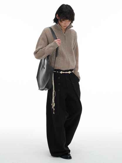 BUTTON PLEATED TROUSERS