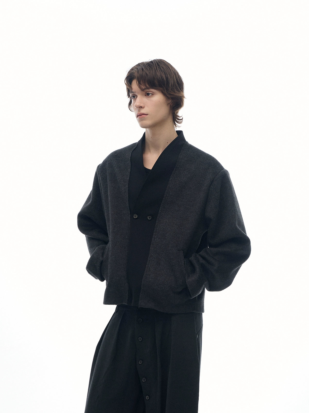 MATING PIGEON RAW EDGE DOUBLE BUTTON COAT