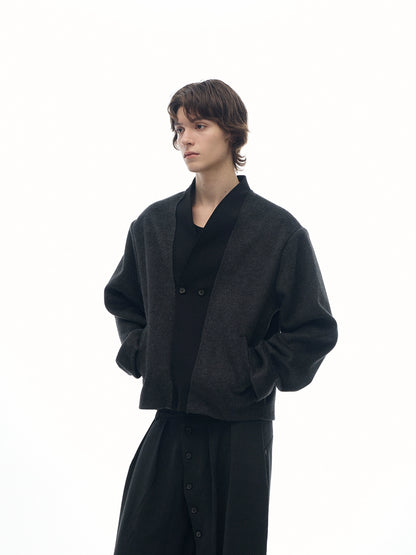 MATING PIGEON RAW EDGE DOUBLE BUTTON COAT