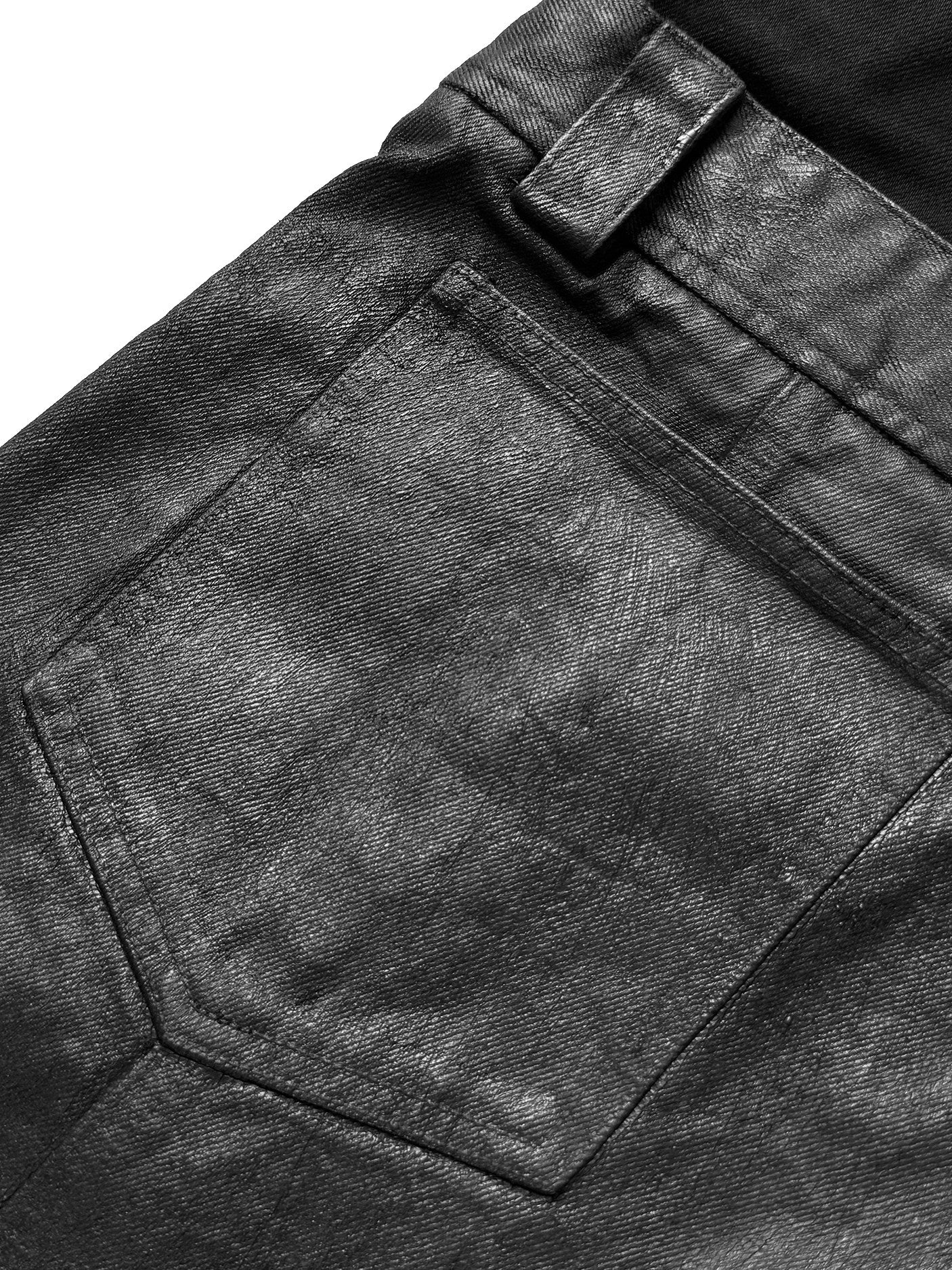 CRACKED COATING DOUBLE WAIST JEANS