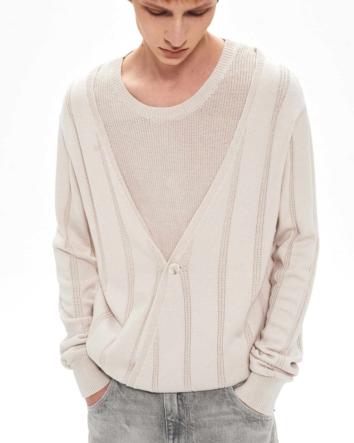 IVORY DOUBLE LAYER STRIPE TEE