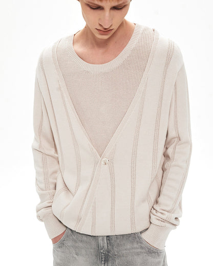 IVORY DOUBLE LAYER STRIPE TEE