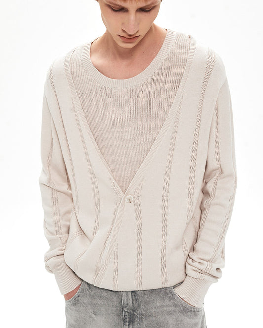 IVORY DOUBLE LAYER STRIPE TEE