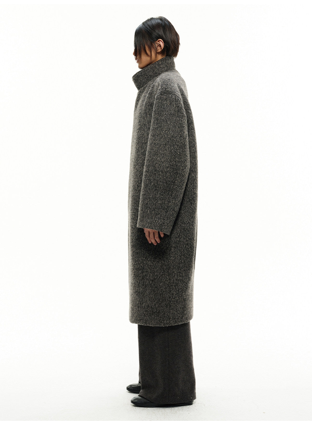 DIAGONAL PLACKET HEAVY WOOL COAT
