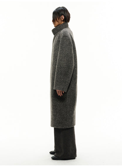 DIAGONAL PLACKET HEAVY WOOL COAT
