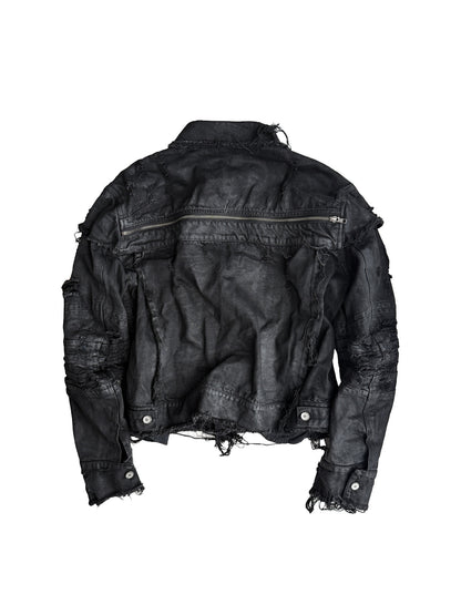 WAXED EROSION DENIM JACKET
