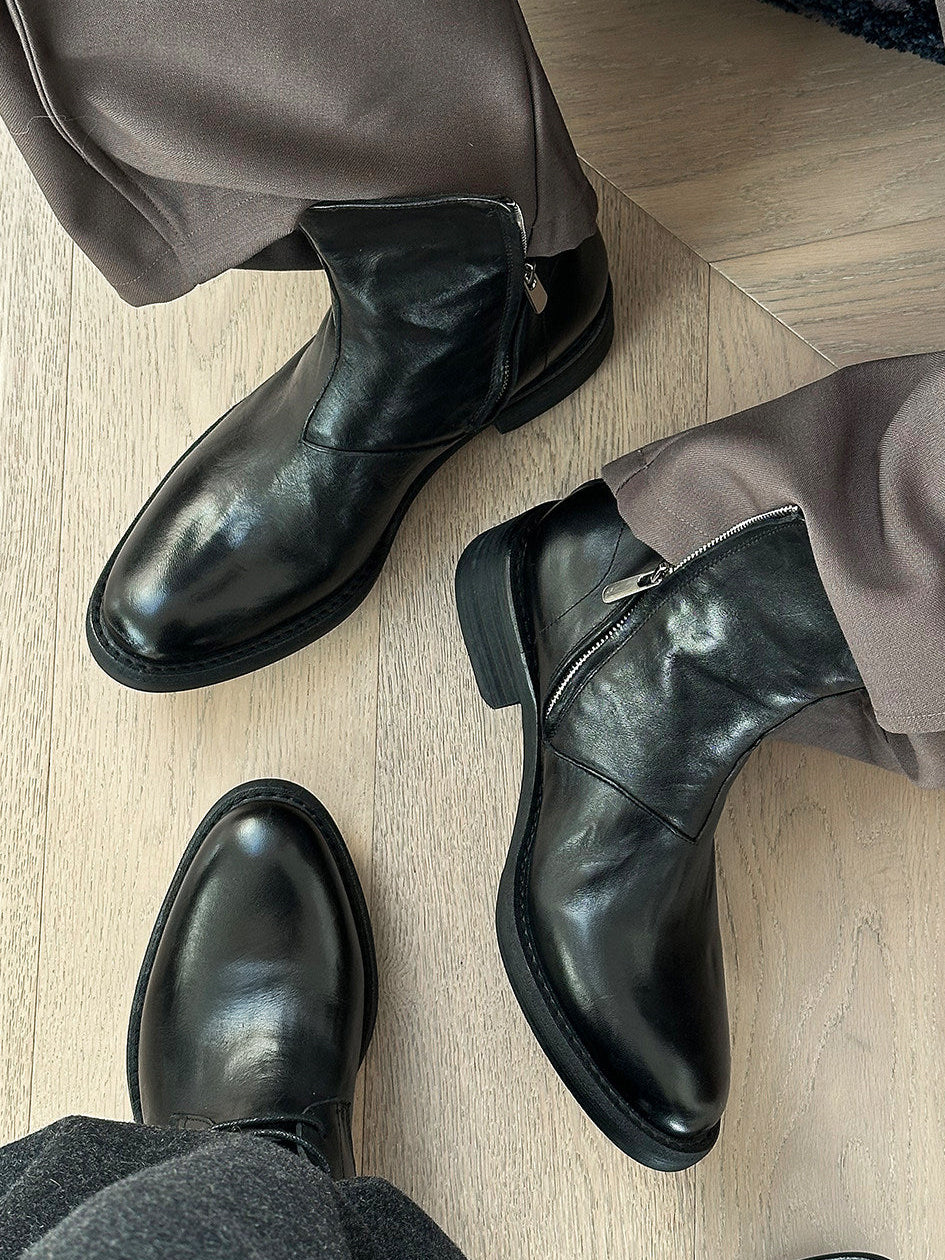 BLACK BLOOD ZIP-UP CHELSEA BOOTS