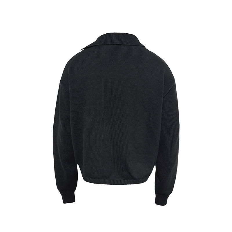 ASYMMETRICAL WOOL CROSS COLLAR SWEATER