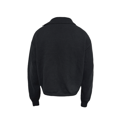 ASYMMETRICAL WOOL CROSS COLLAR SWEATER