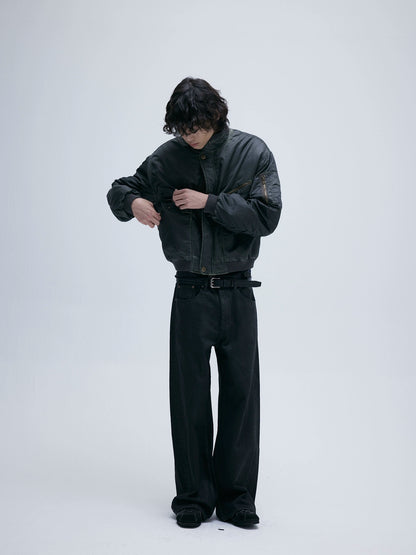 COATED WASHED STRAIGHT DENIM