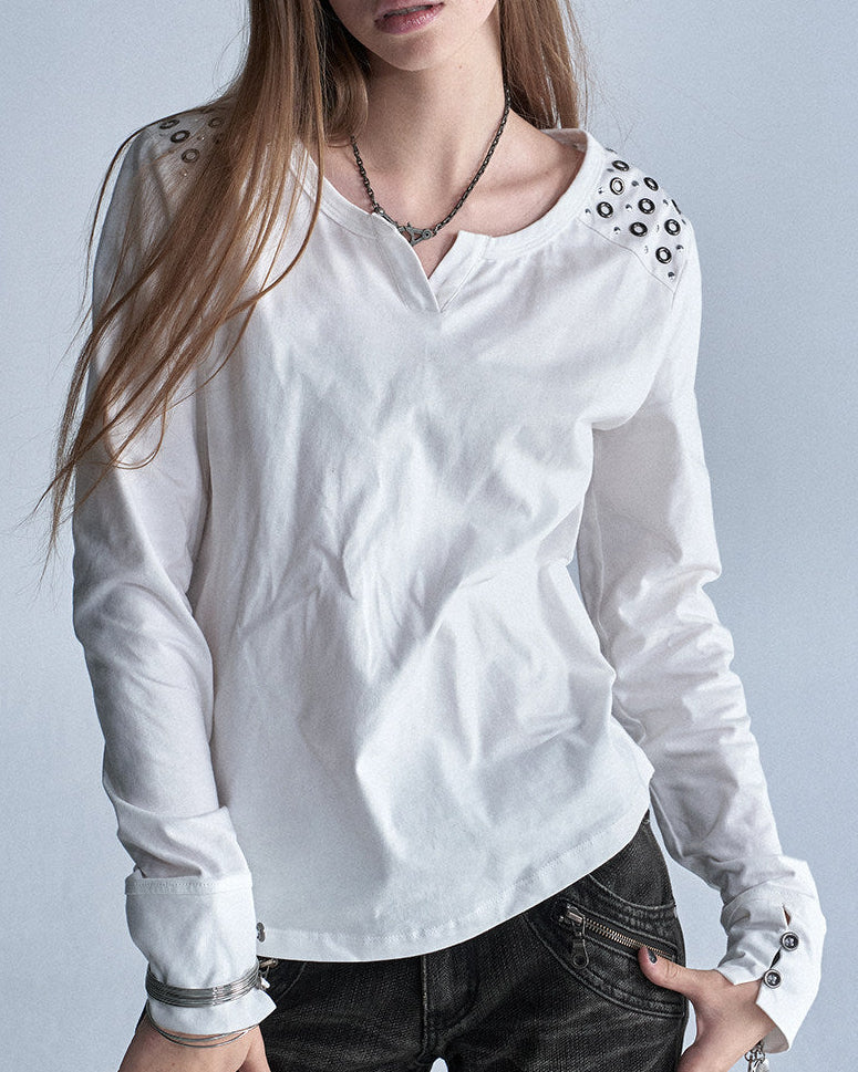 METAL STUD FITTED LONG SLEEVE