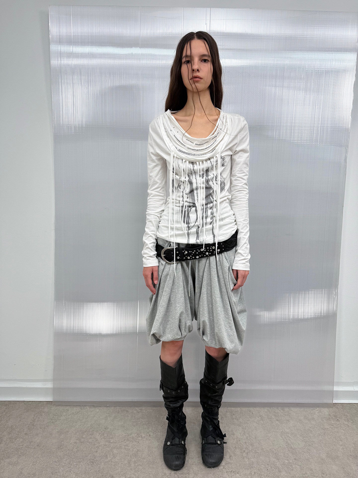 CRYSTAL BUCKLE BRAIDED BELT