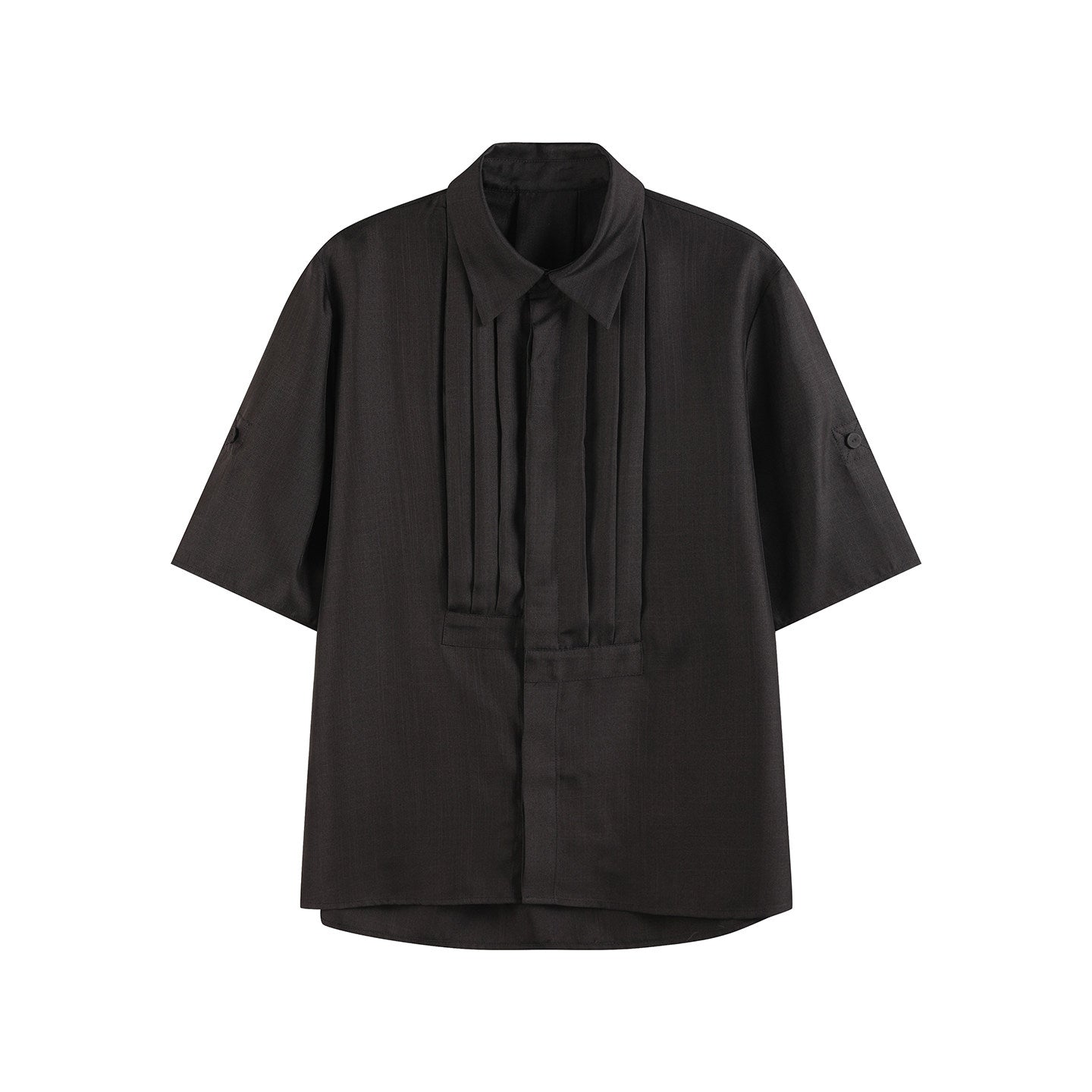 MIST PLUM DRAPED PLEATED SHIRT