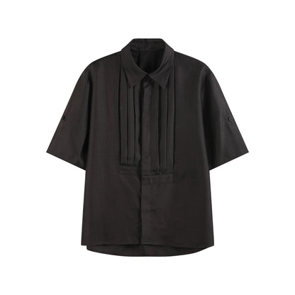 MIST PLUM DRAPED PLEATED SHIRT