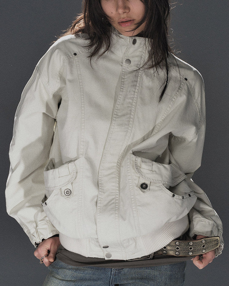 WASHED STUDDED SPLIT-PANEL JACKET