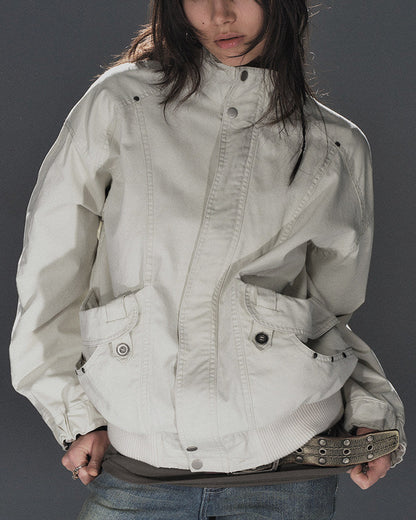 WASHED STUDDED SPLIT-PANEL JACKET