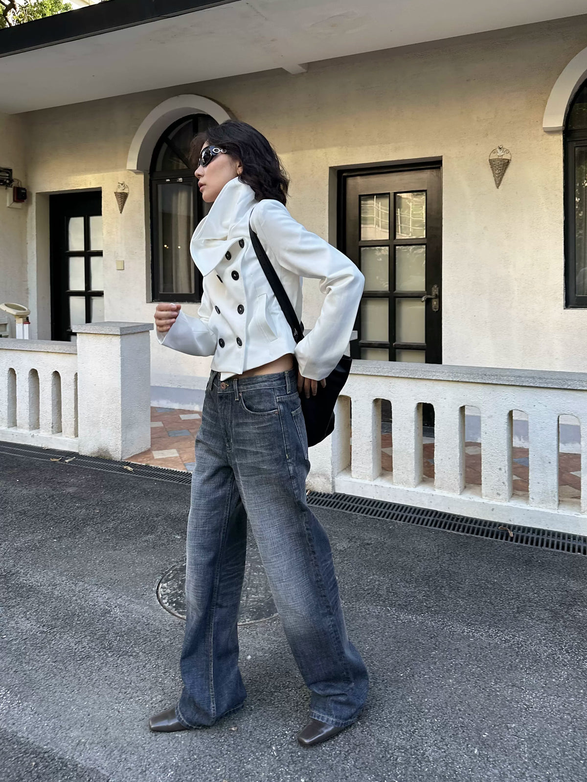 COARSE SLUB STRAIGHT LEG JEANS