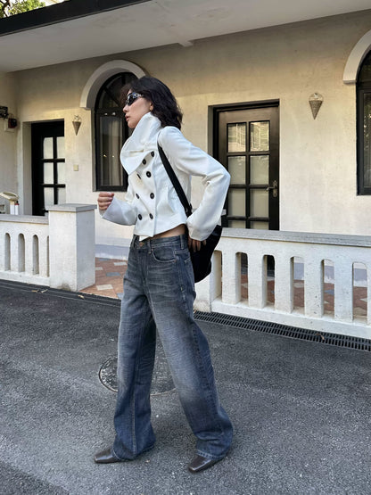 COARSE SLUB STRAIGHT LEG JEANS