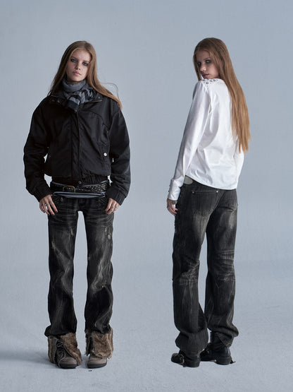 LOW RISE STRAIGHT MULTI-POCKET JEANS
