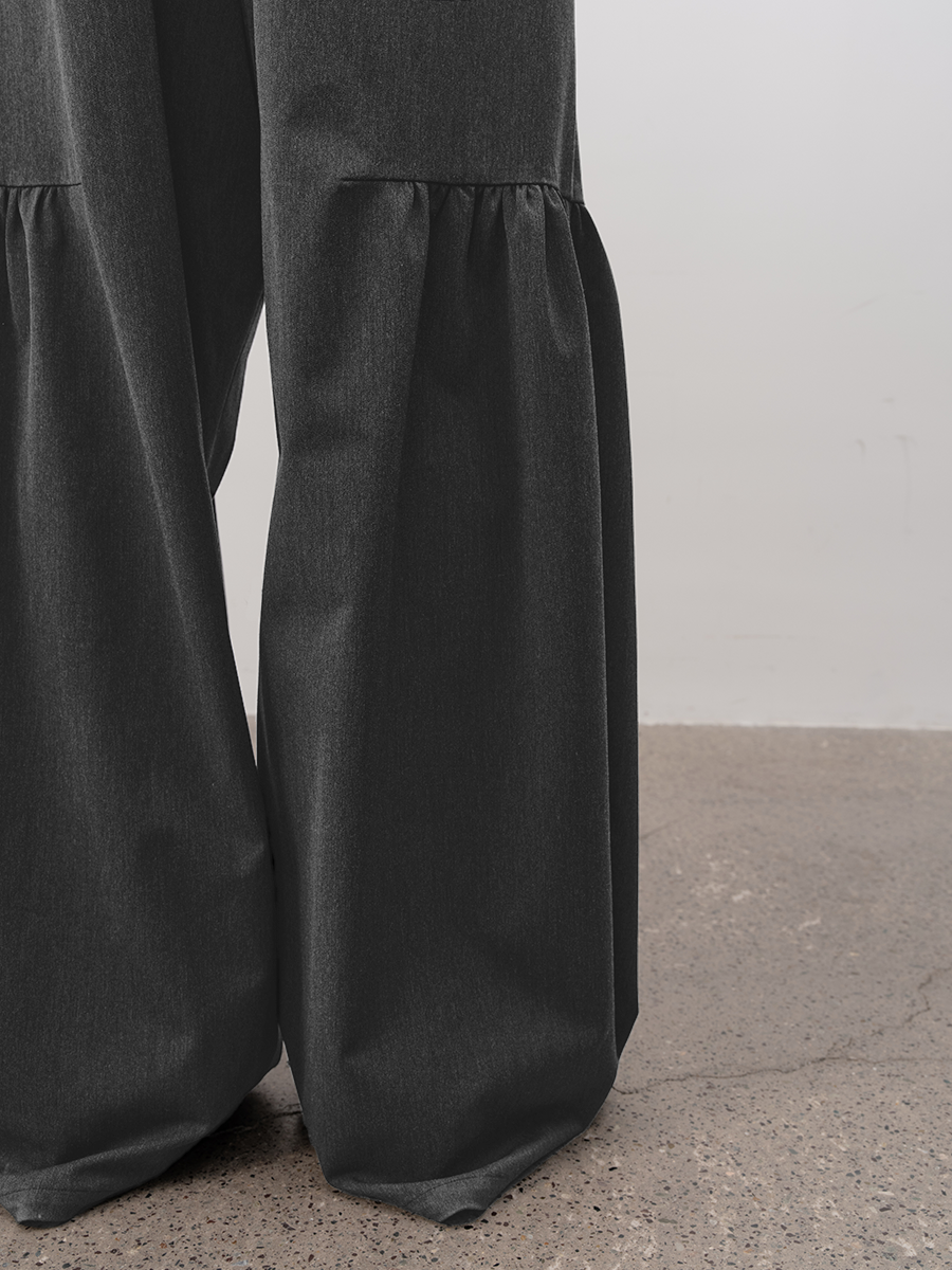 WOOL-BLEND SIDE PLEAT TAILORED PANTS