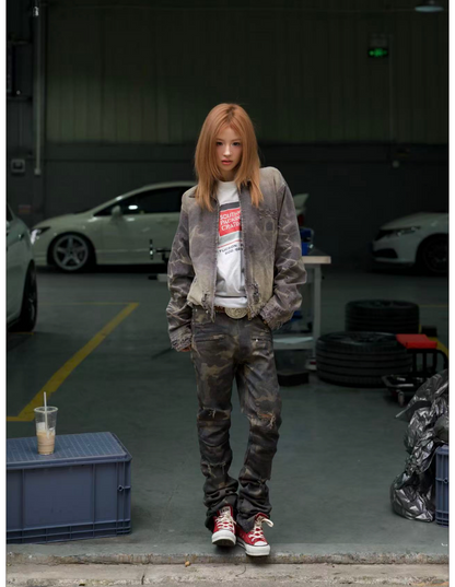 AGED BONE　CAMO TWILL TROUSERS
