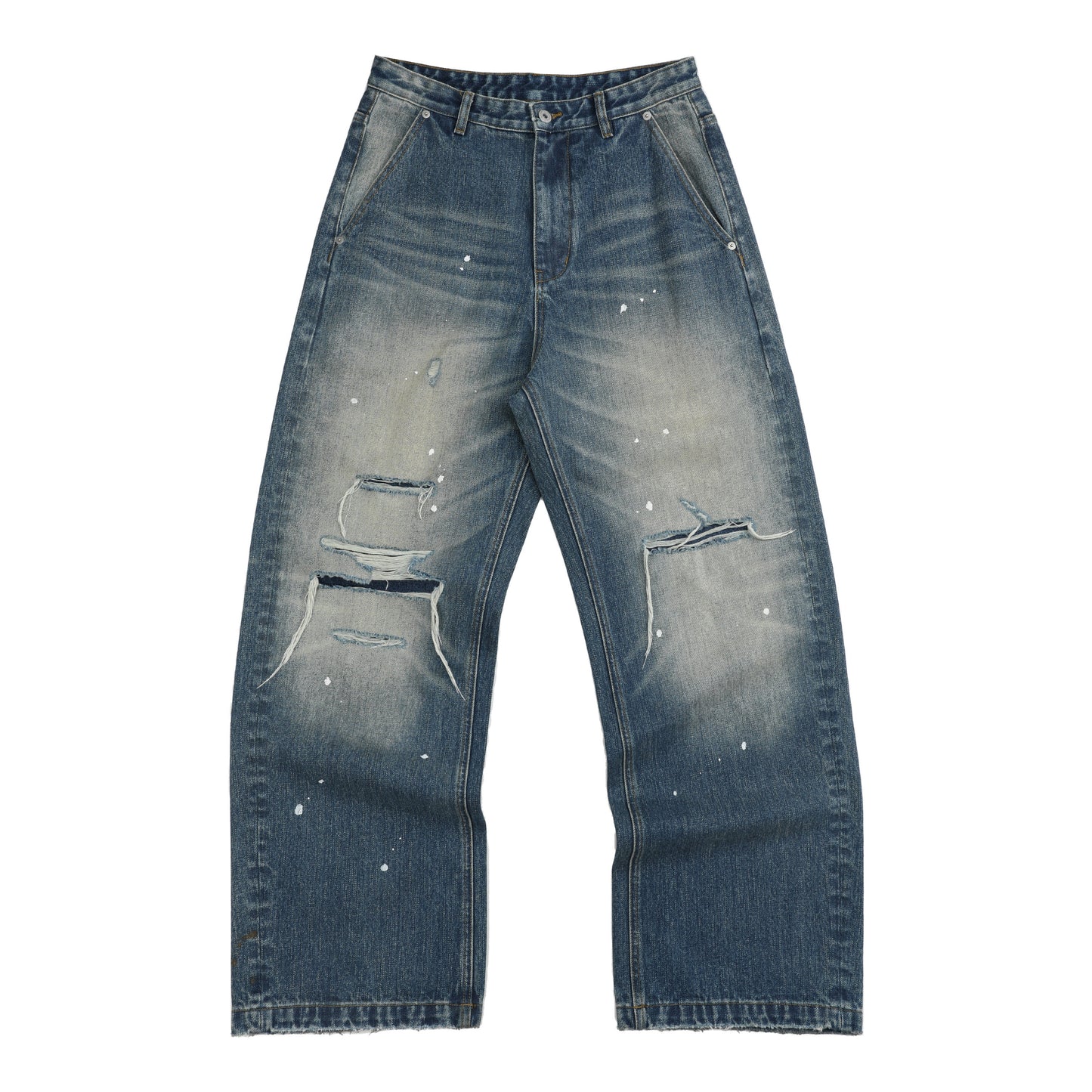 RIPPED LEOPARD WIDE JEANS